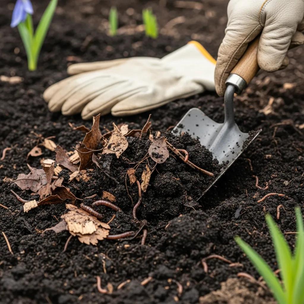essential perennial garden care tips for thriving blooms: expert guidance for healthy, vibrant gardens close-up of soil preparation with compost and gardening tools