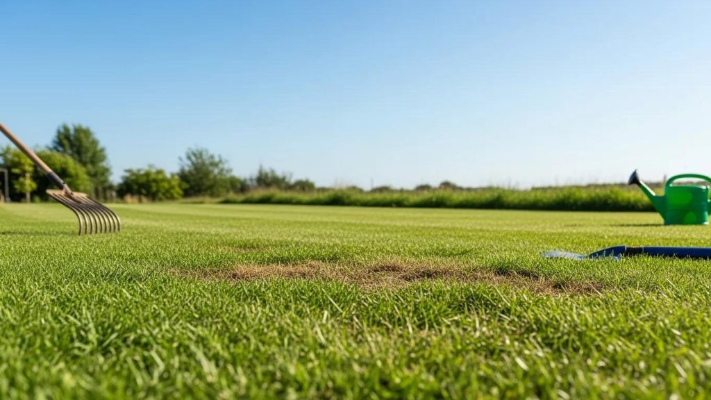 how to fix bare spots in grass: expert lawn patch repair and care lush green lawn with bare spots illustrating lawn repair techniques e32f8ffb de0d 4c9b 8b13 adf99554e076