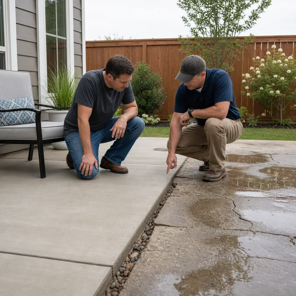 27 back patio slab ideas for plain, old, small, or cracked concrete back patio slab upgrade path inspection 753