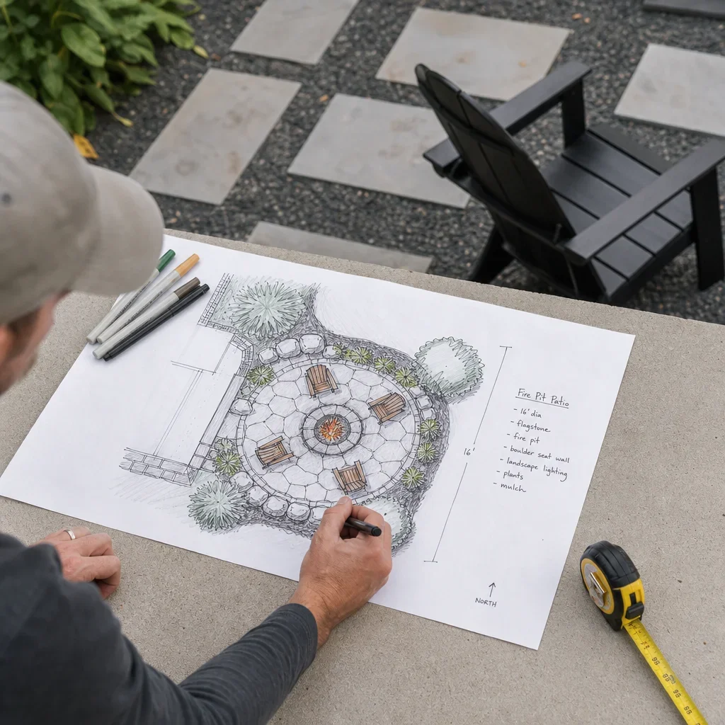 backyard fire pit ideas: layouts, materials, budget & safety backyard fire pit seating plan sketch 776