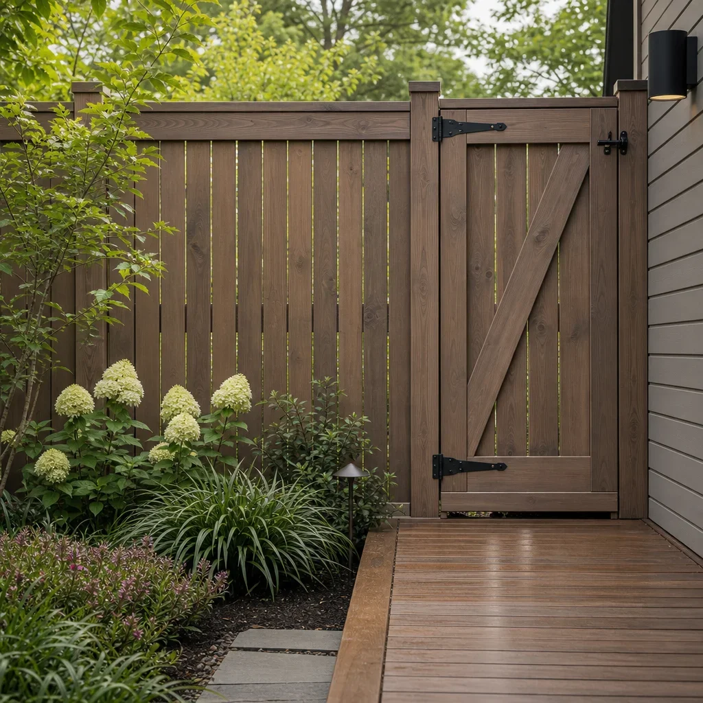 backyard garden fence ideas: 33 designs by budget, privacy & style close-up of a well-finished fence with coordinated details and planting.
