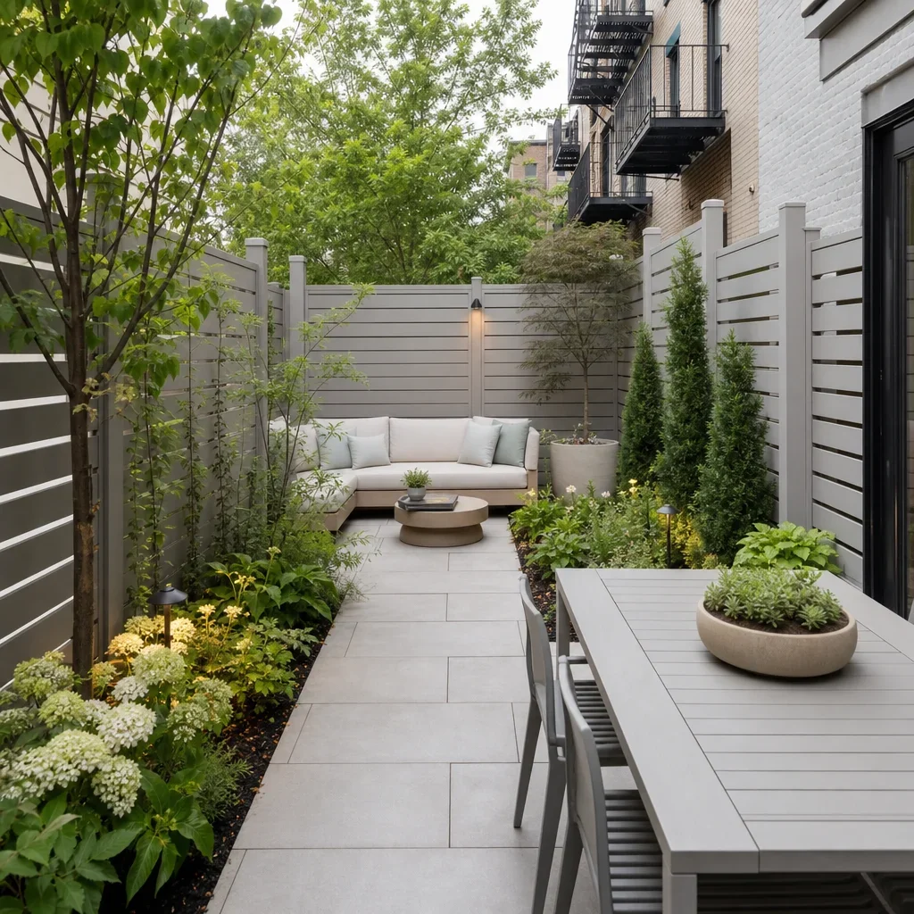 backyard garden fence ideas: 33 designs by budget, privacy & style a small backyard with a light, semi-private fence that feels open and spacious.