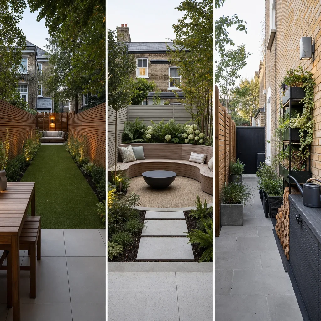 27 terraced house backyard ideas for small, stylish urban gardens three small terraced backyard plot types showing different layout solutions.