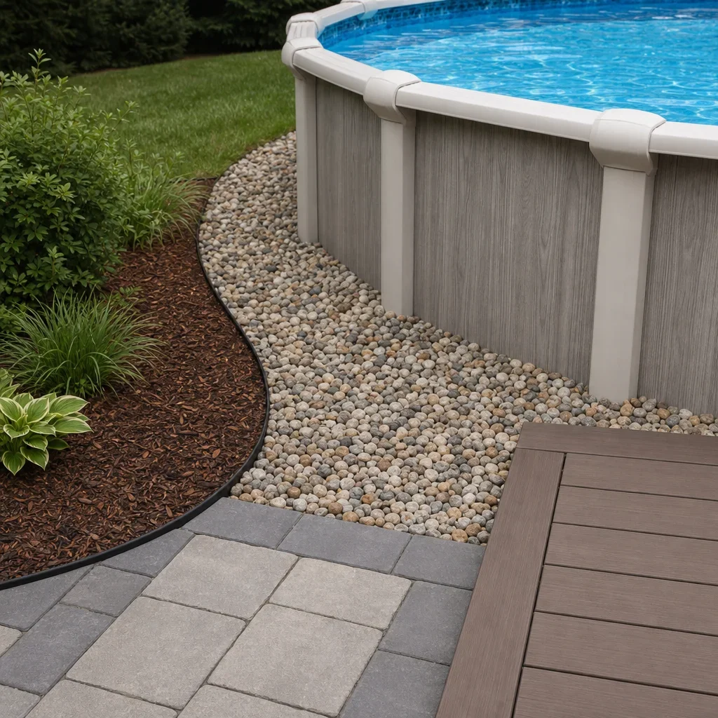above ground pool landscape design ideas for small backyards above ground pool border options comparison 1676