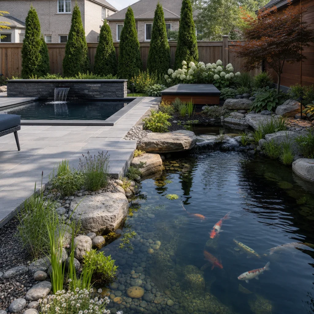 backyard fish pond design: depth, filtration, costs & gta planning backyard fish pond design types 2406
