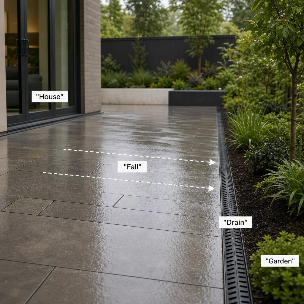 garden paving inspiration: 27 ideas for a beautiful, durable gta garden a patio graded to drain water away from the house.
