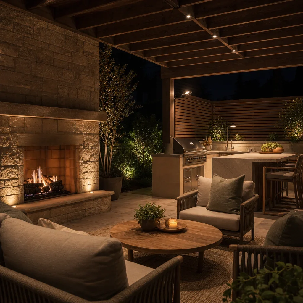 backyard patio lighting ideas: 25 designer setups for gta homes a cozy patio lit with warm, soft lighting and minimal glare.