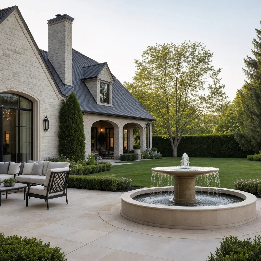 water feature ideas for front yards and backyard fountains a proportionally scaled fountain positioned to match the architecture and viewing distance.
