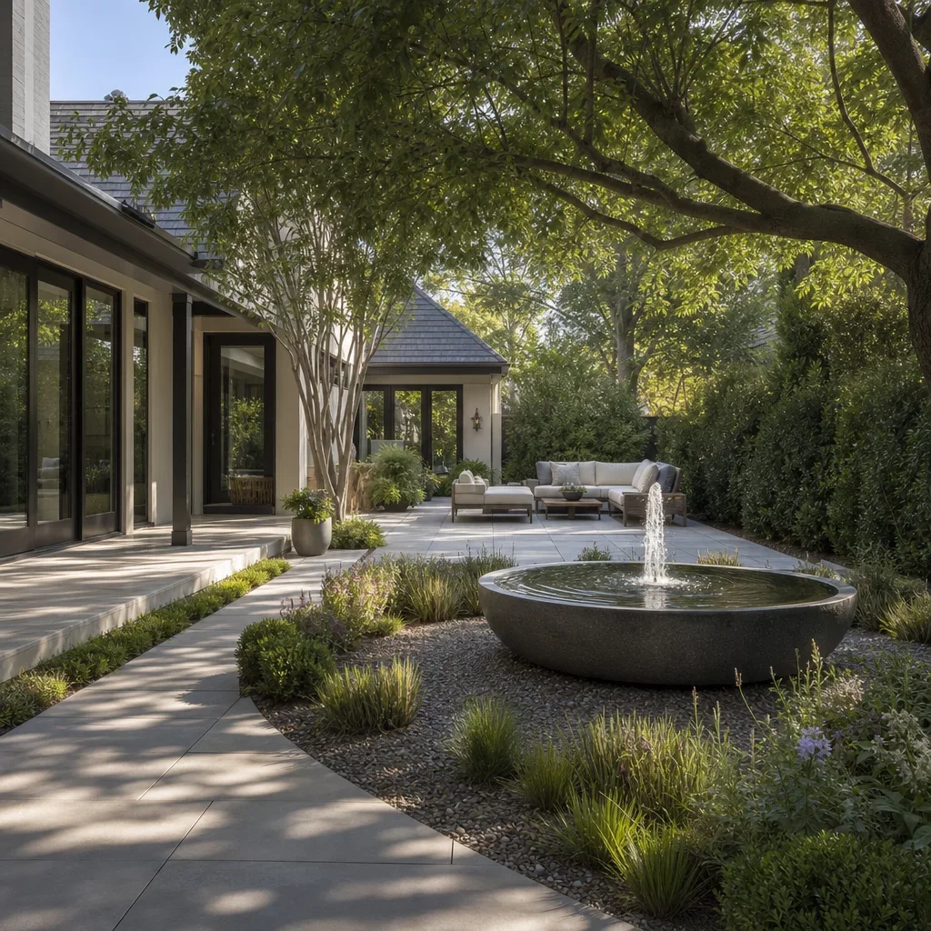 water feature ideas for front yards and backyard fountains a fountain placed with good sightlines, partial shade, and safe distance from living areas.