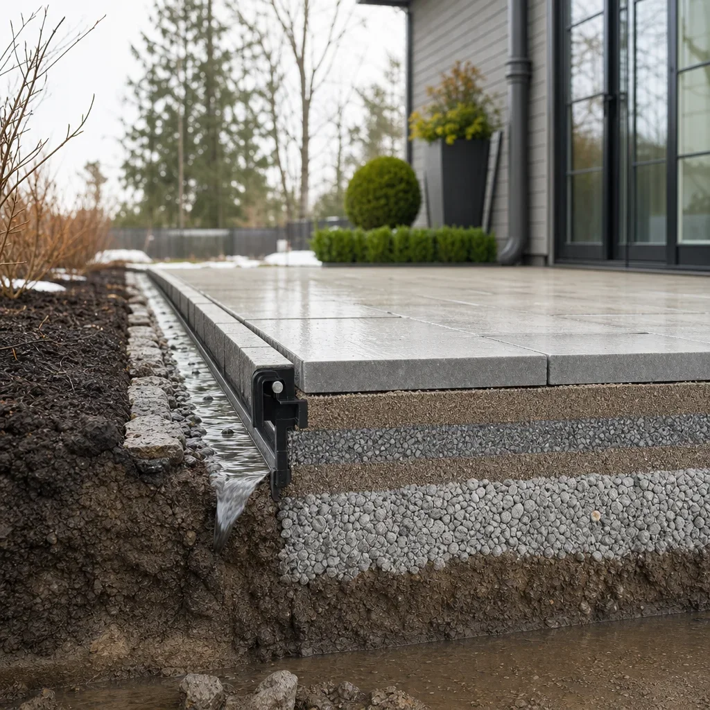 patio border garden ideas: best edging, plants & layouts a patio border designed to handle drainage and frost movement in a cold climate.